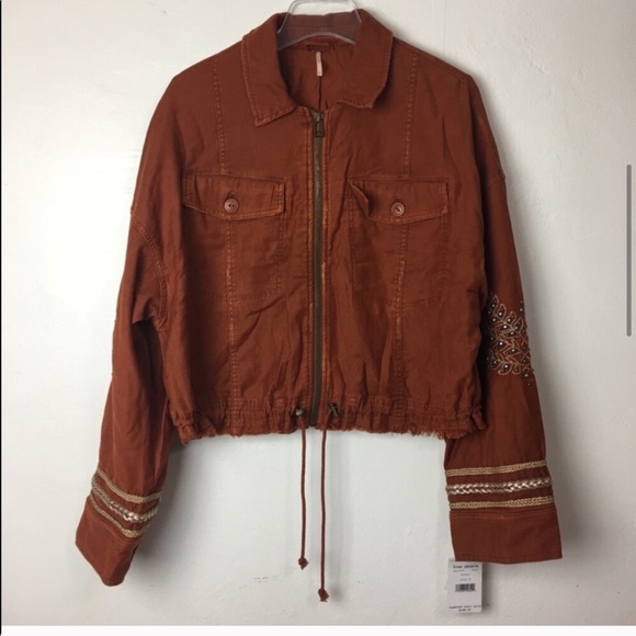 NWT Free People Cropped Embellished Jacket Size M - Picture 3 of 6